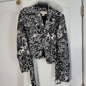 Michael Kors graffiti moto jacket